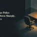 Conceptual editorial illustration of an empty office chair, a radio and a lamp-lit desk, with the headline about San Nicolas police staffing; not an actual police station.