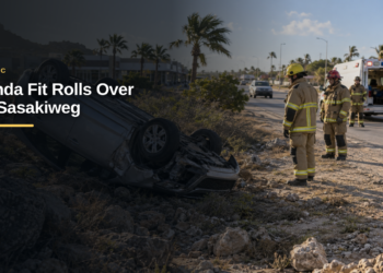 Honda Fit Rolls Over on Sasakiweg, Driver Injured