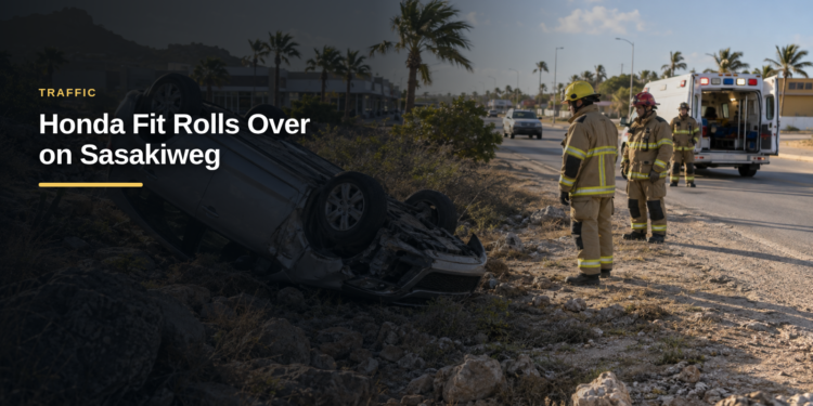 Honda Fit Rolls Over on Sasakiweg, Driver Injured