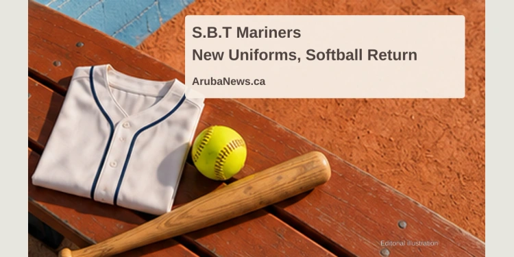 S.B.T Mariners Unveil New Uniforms During Softball Return Conceptual editorial illustration of a plain jersey and softball equipment; not a photograph or reproduction of the S.B.T Mariners uniform.