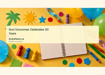 Conceptual editorial illustration of classroom crafts, balloons, board-game pieces and a blank notebook; not a photograph of Scol Dununman.