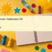 Conceptual editorial illustration of classroom crafts, balloons, board-game pieces and a blank notebook; not a photograph of Scol Dununman.