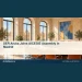 Conceptual editorial illustration: Airy architectural watercolor of an anonymous Madrid conference room with curved table and empty chairs, warm terracotta and cobalt; no flags, logos or people