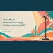 Cut-paper editorial illustration of a microphone on an abstract coral and turquoise stage, with the Shine Music Soca Monarch preparation headline and ArubaNews.ca branding.