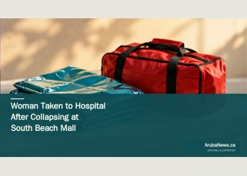 Conceptual editorial illustration of an emergency response bag and folded blanket, with no patient shown; not a documentary image of South Beach Mall.