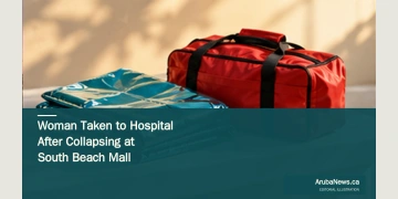 Conceptual editorial illustration of an emergency response bag and folded blanket, with no patient shown; not a documentary image of South Beach Mall.