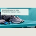 Conceptual editorial illustration of swimming goggles beside running shoes and a plain travel bag on a bright turquoise bench, low perspective, no people, flags or Olympic symbols; not a documentary photograph of the people, venue or event.
