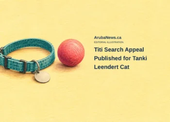 Conceptual colored-pencil illustration of a generic teal pet collar and round toy; not Titi, its actual collar or toy, a sighting or Tanki Leendert.