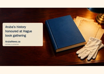 Conceptual editorial illustration of a plain history book and archival materials; not the actual cover of Volk van Veerkracht.
