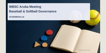 Croes and WBSC Discuss Stronger Baseball and Softball Governance Conceptual editorial illustration of baseball and softball equipment with a blank notebook, representing governance discussions; not a photograph of meeting participants.