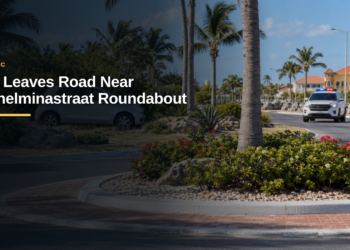 Car Leaves Road Near Wilhelminastraat Roundabout
